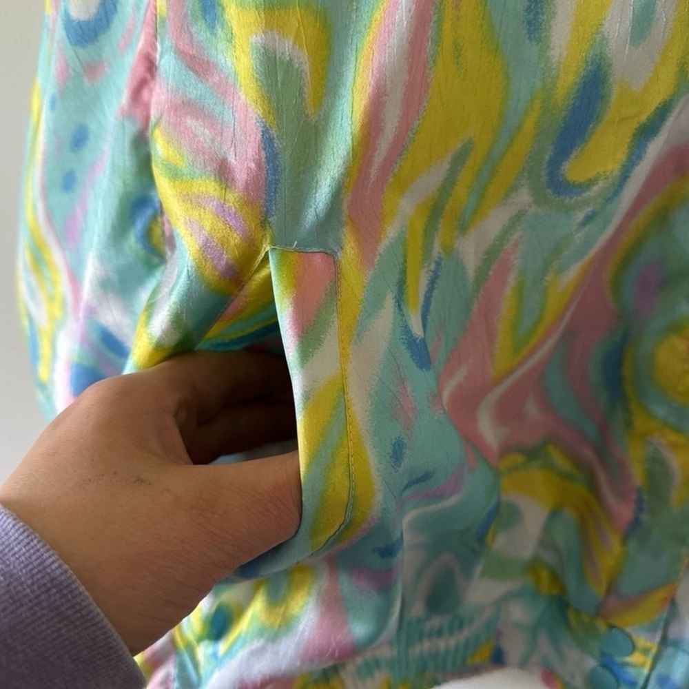 Vintage Pastel Psychedelic Windbreaker 90s Y2K Swirl Jacket Medium unisex Bocoo - Picture 12 of 15